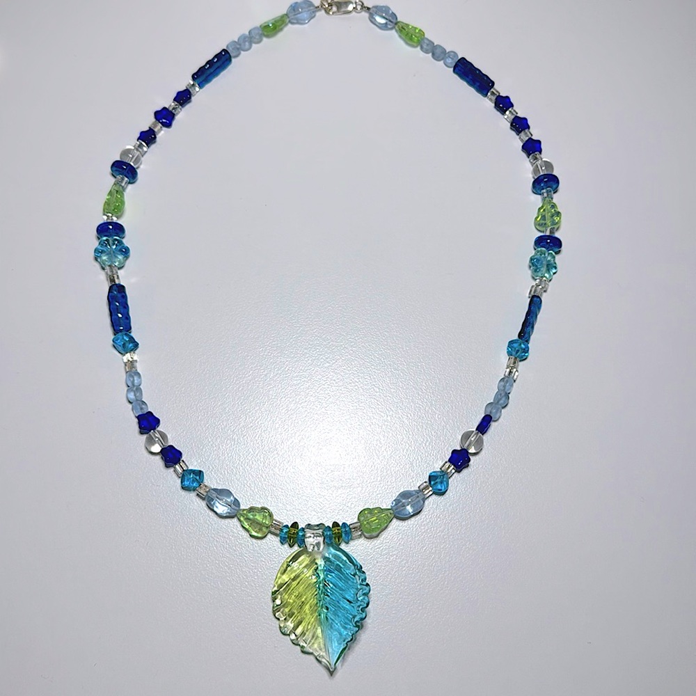 Handmade Glass Leaf Necklace